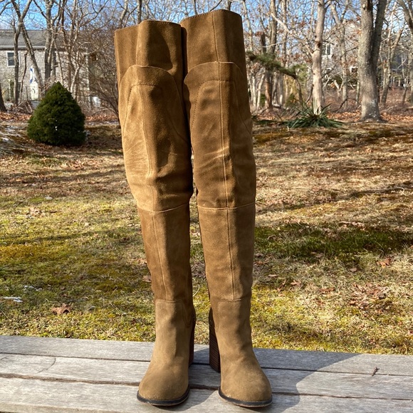 Lumaiani Shoes - Brown Suede OTK Boots